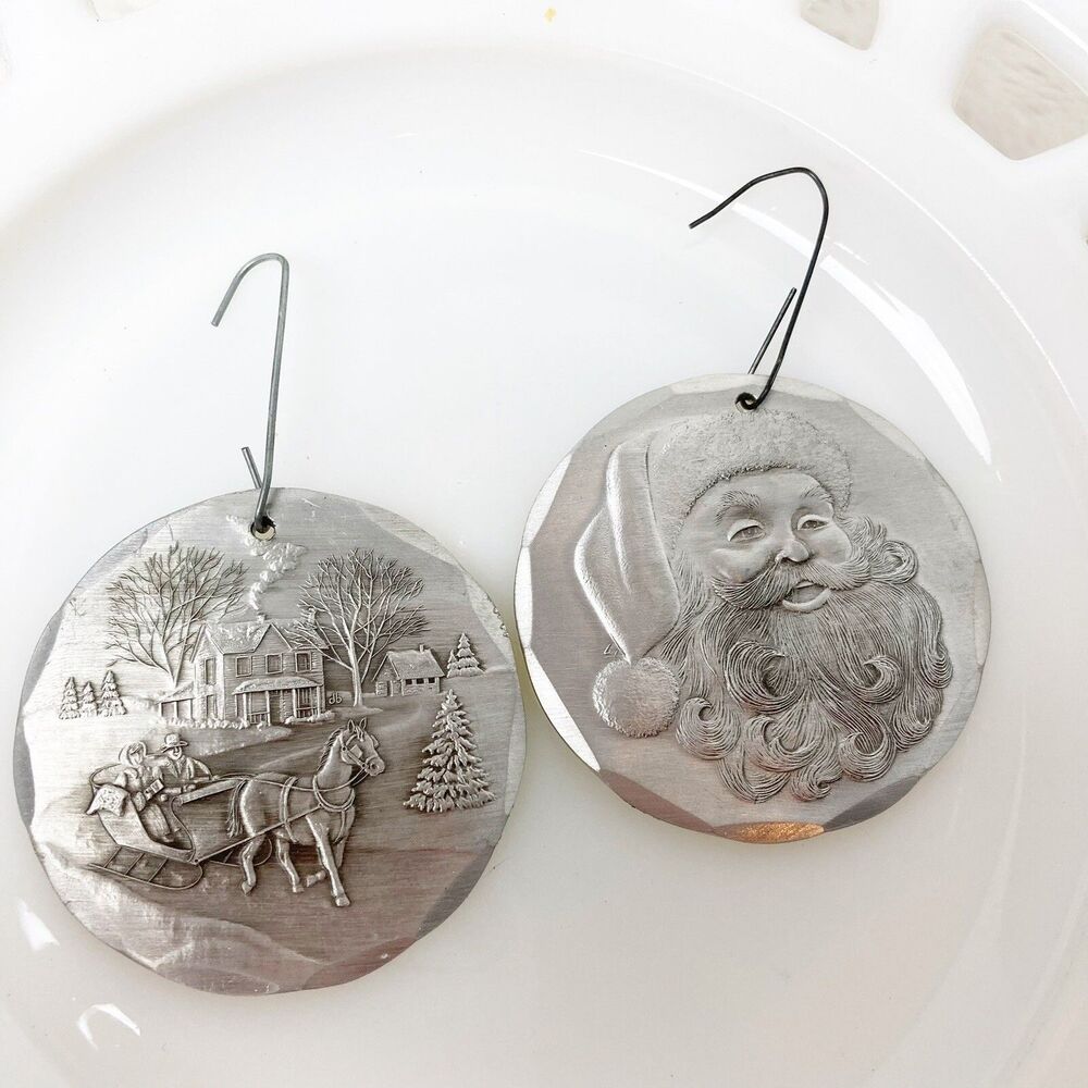 2 Wendell August Forge Aluminum Christmas Ornaments 1991 1993